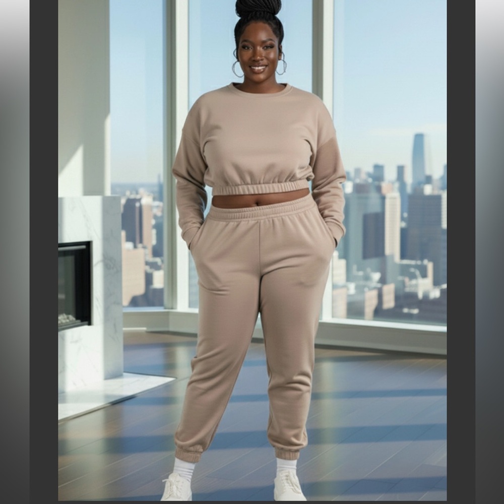Women's Beige Jogger Set